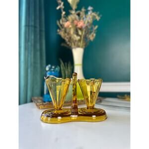 SOLD Vintage Westmoreland Glass MCM Cream and Sugar Caddy Set Art Deco